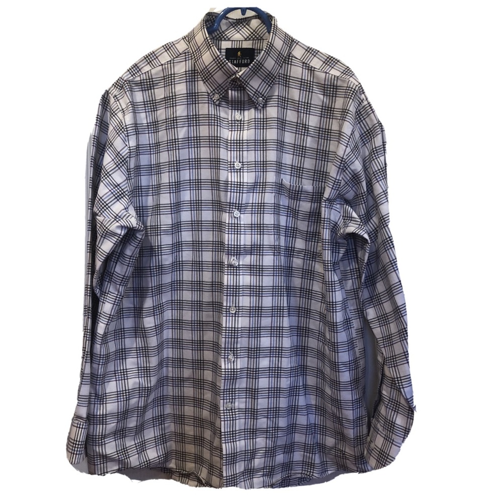 Stafford Mens Button Down Shirt White Multi Color